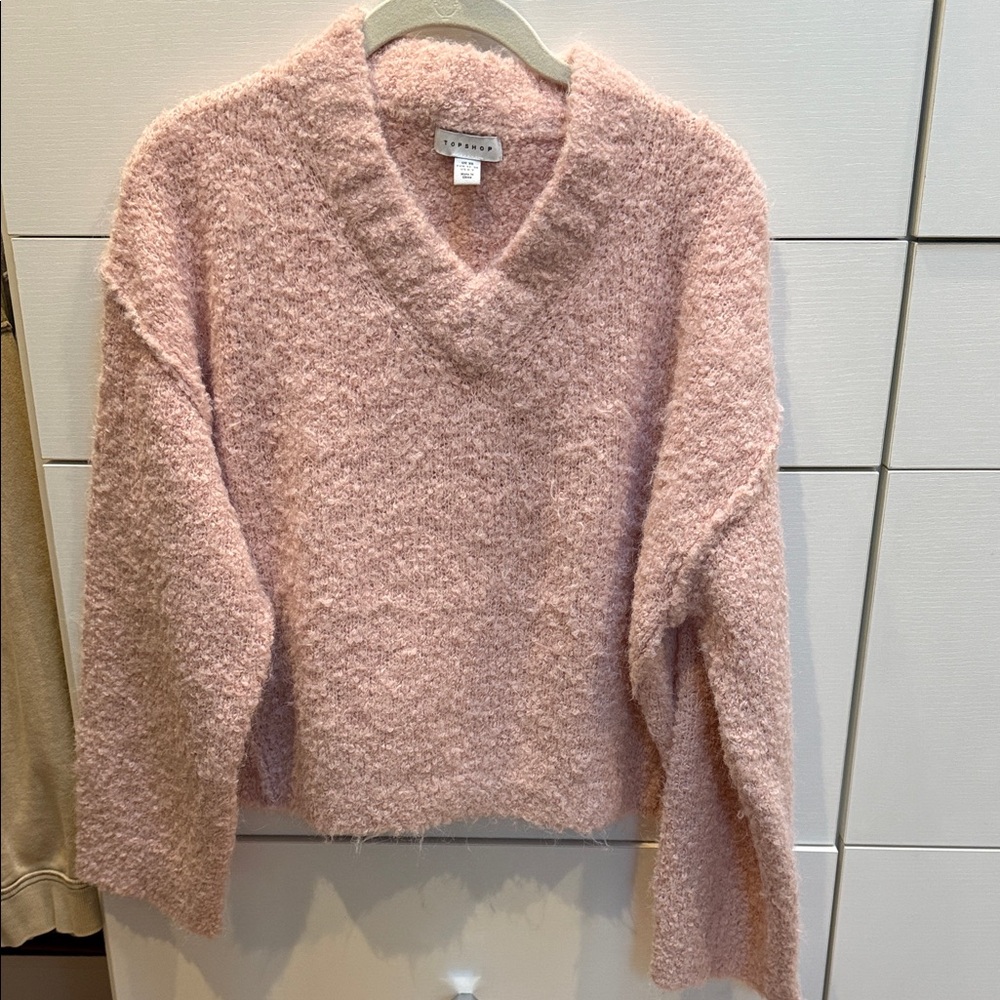 Topshop Blush V-Neck Sweater